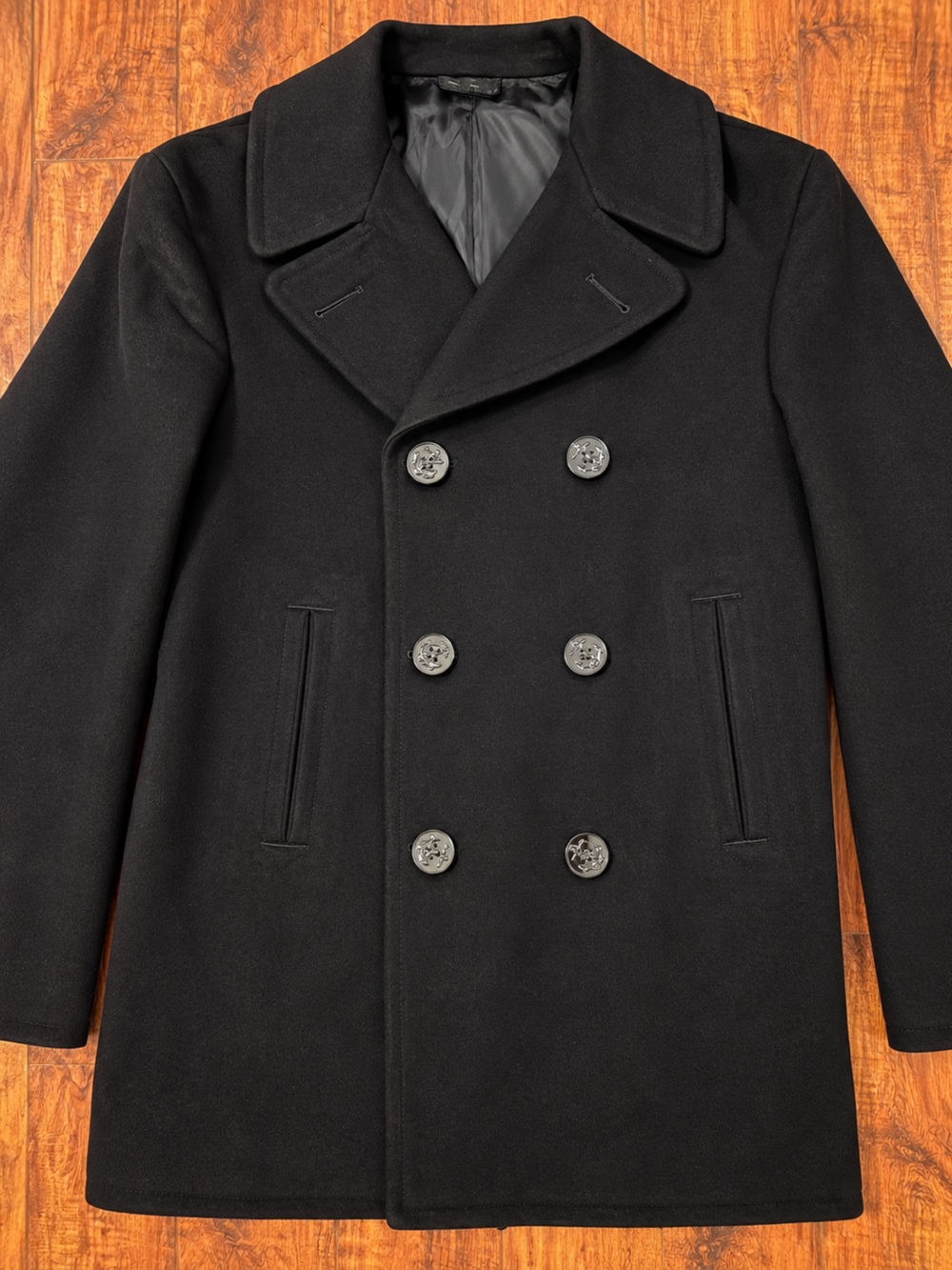 Vintage US Navy Style Wool Peacoat Men’s 42R Black 100% Wool Double Breasted